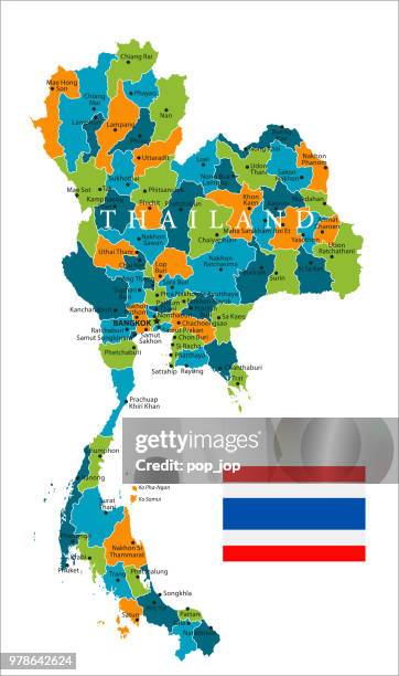 landkarte thailand - vektor - chiang mai stock-grafiken, -clipart, -cartoons und -symbole