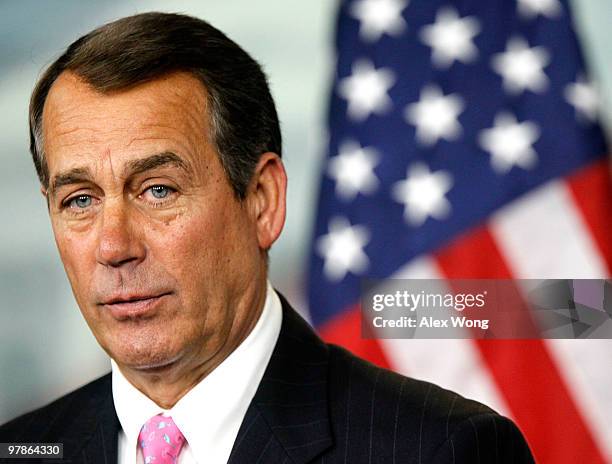 House Minority Leader Rep. John Boehner speaks during a news conference March 19, 2010 on Capitol Hill in Washington, DC. Boehner said he will try...