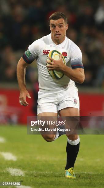 George Ford of England runs with the ball during the second test match between South Africa and England at Toyota Stadium on June 16, 2018 in...