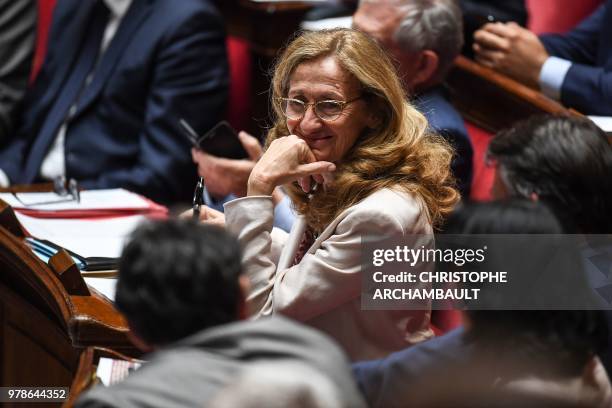 French Justice Minister Nicole Belloubet attends a session of questions to the government at the French National Assembly on June 19, 2018 in Paris.