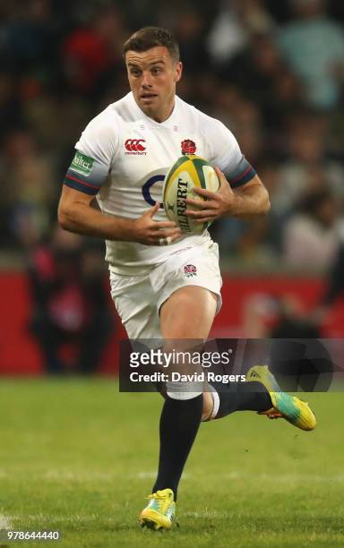 George Ford of England runs with the ball during the second test match between South Africa and England at Toyota Stadium on June 16, 2018 in...