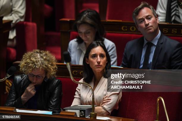 French Labour Minister Muriel Penicaud, French Minister attached to the Minister of Ecological and Inclusive Transition Brune Poirson and French...