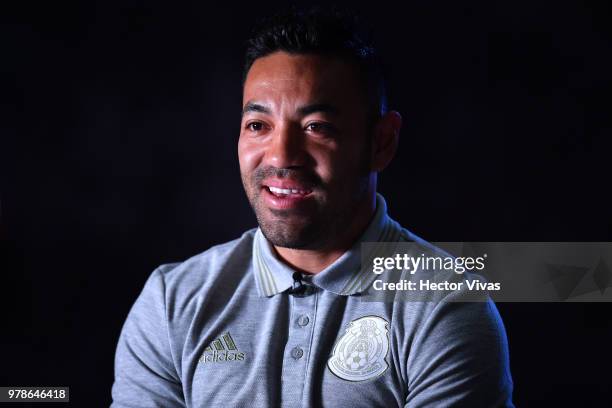 Marco Fabian of Mexico, poses during a training session & Press conference at Training Base Novogorsk-Dynamo, on June 19, 2018 in Moscow, Russia.