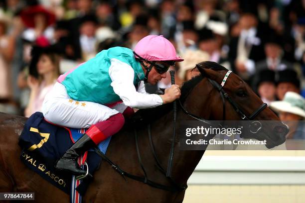 Frankie Dettori rides Calyx to win The Coventry Stakes on day 1 of Royal Ascot at Ascot Racecourse on June 19, 2018 in Ascot, England.