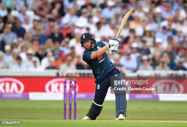 Jonathan Bairstow of England bats during the 3rd Royal London ODI match between England and Australia at Trent Bridge on June 19, 2018 in Nottingham,...
