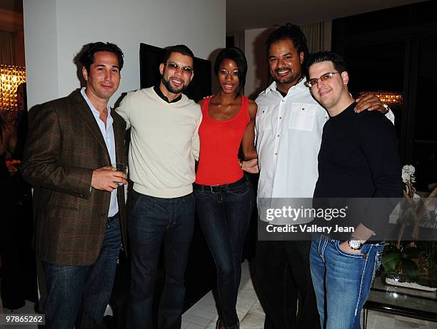 Austin Cohen, Al Reynolds, Jazzma Kendrick, former NFL player Jamie Sharper and professional poker playerNoah Schwartz attends the birthday...