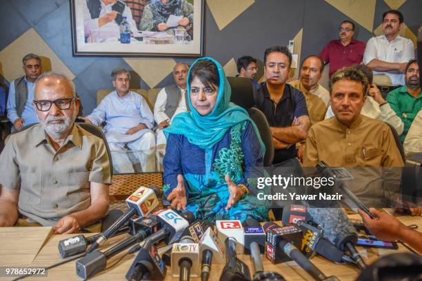 Omar Abdullah former chief minister of Jammu and Kashmir , addresses media persons after the ruling Bharatiya Janata Party ended its alliance with...