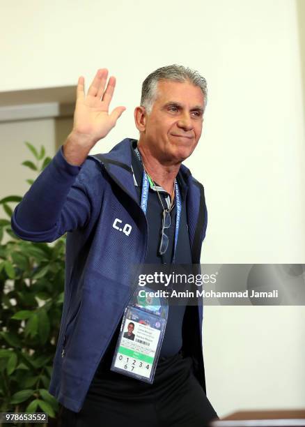 Carlos Queiroz head coach and manager of Iran looks on during a press conference before match between Iran & Spain FIFA World Cup Russia 2018 at...