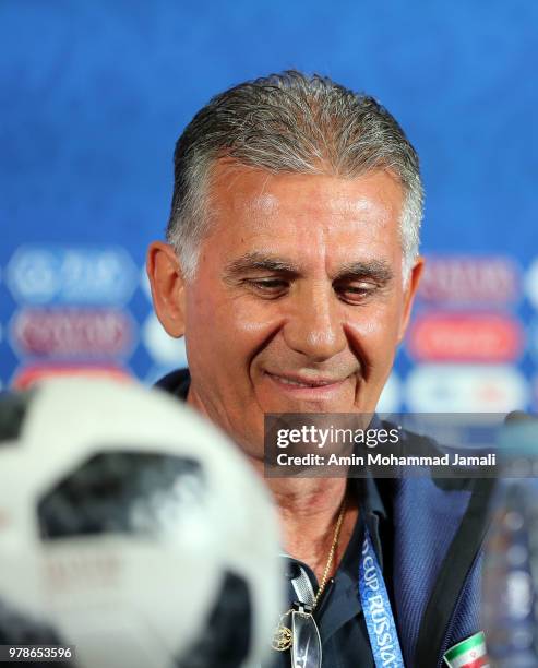 Carlos Queiroz head coach and manager of Iran looks on during a press conference before match between Iran & Spain FIFA World Cup Russia 2018 at...
