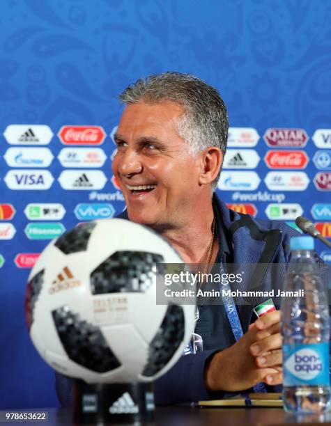 Carlos Queiroz head coach and manager of Iran looks on during a press conference before match between Iran & Spain FIFA World Cup Russia 2018 at...