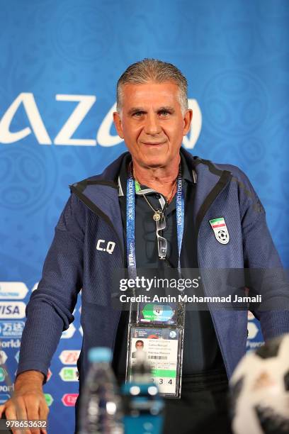 Carlos Queiroz head coach and manager of Iran looks on during a press conference before match between Iran & Spain FIFA World Cup Russia 2018 at...