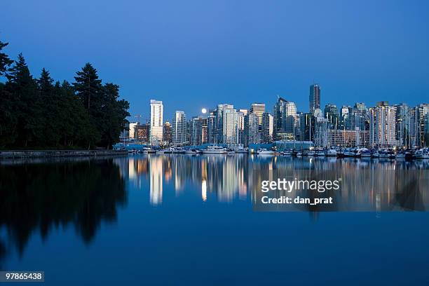 vancouver from stanley park - coal harbor stock pictures, royalty-free photos & images
