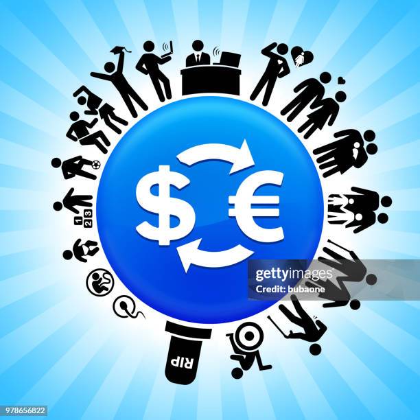 dollar & euro exchange lifecycle stages of life background - man building bricks stock illustrations
