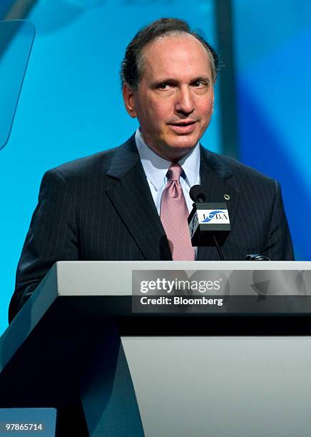 John Dugan, U.S. Comptroller of the currency, speaks at the Independent Community Bankers of America national convention in Kissimmee, Florida, U.S.,...