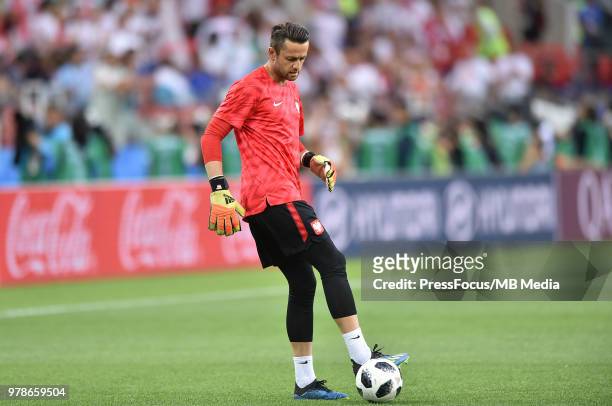 Lukasz Fabianski of Poland during warm up before the 2018 FIFA World Cup Russia group H match between Poland and Senegal at Spartak Stadium on June...