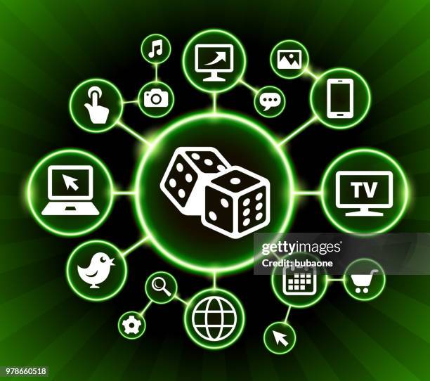 dice internet communication technology dark buttons background - dice background stock illustrations