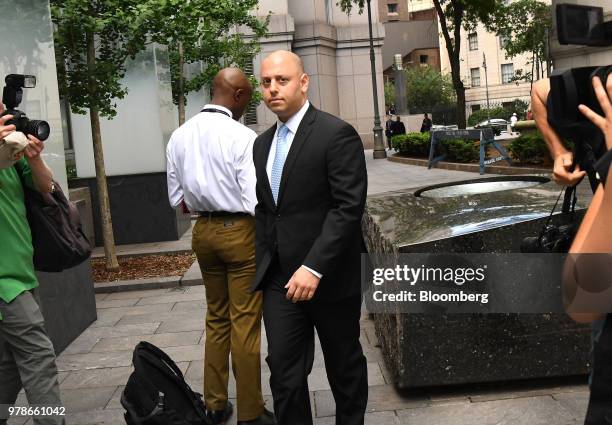 Adam Skelos, son of former New York State Senate Majority Leader Dean Skelos, arrives at federal court in New York, U.S., on Tuesday, June 19, 2018....
