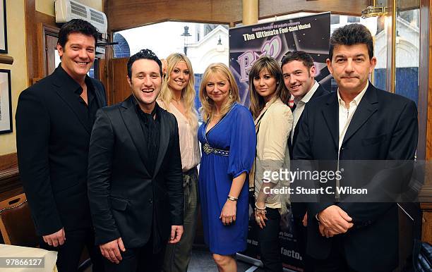 Sam Kane, Anthony Costa, Jo Simmons, Sarah Jane Buckley, Ciara Jansen, Rob McVeigh and John Altman attend a photocall to launch 'PopStar' The Musical...