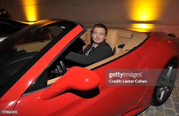 Actor Jeremy Renner attends the Ferrari 458 Italia auction event to benefit Haiti held at Fleur de Lys on March 18, 2010 in Los Angeles, California.