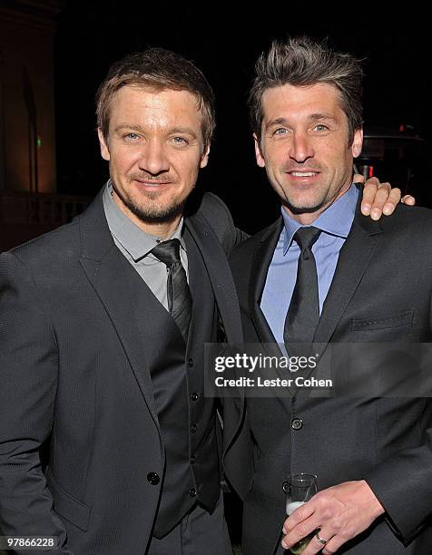 Actors Jeremy Renner and Patrick Dempsey attend the Ferrari 458 Italia auction event to benefit Haiti held at Fleur de Lys on March 18, 2010 in Los...