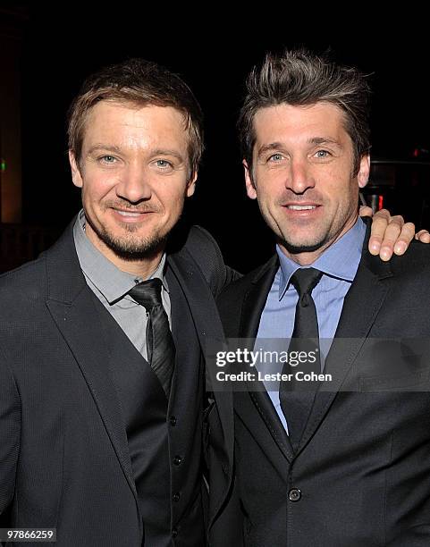 Actors Jeremy Renner and Patrick Dempsey attend the Ferrari 458 Italia auction event to benefit Haiti held at Fleur de Lys on March 18, 2010 in Los...