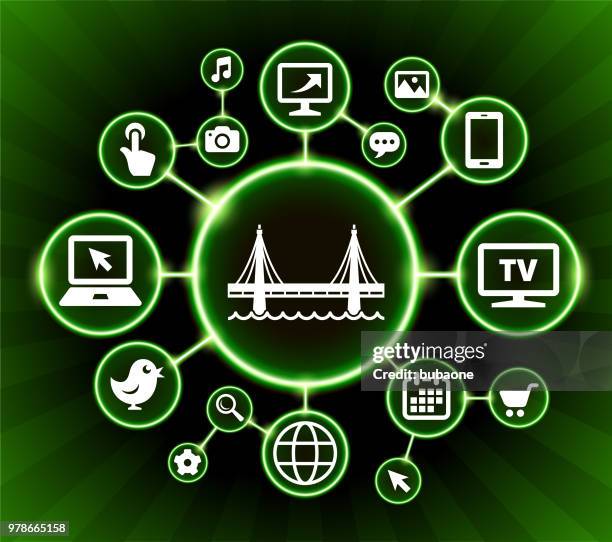 bridge internet communication technology dark buttons background - complex network stock illustrations