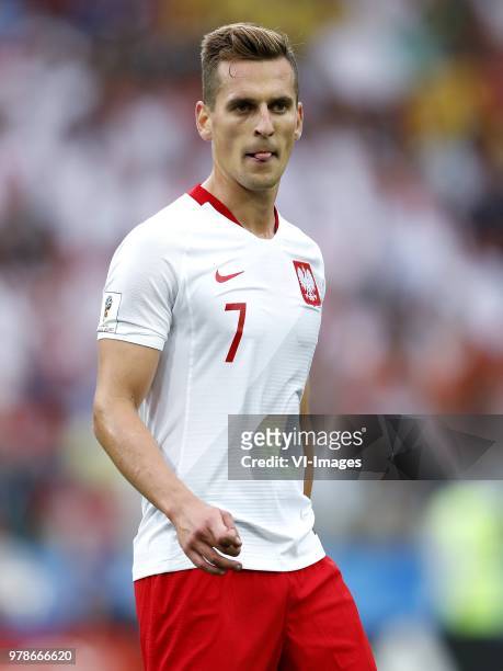 Arkadiusz Milik of Poland during the 2018 FIFA World Cup Russia group H match between Poland and Senegal at the Otkrytiye Arena on June 19, 2018 in...