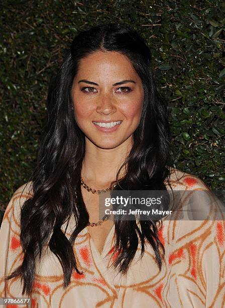 Actress Olivia Munn arrives at the Ferrari 458 Italia Brings Funds for Haiti Relief event at Fleur de Lys on March 18, 2010 in Los Angeles,...