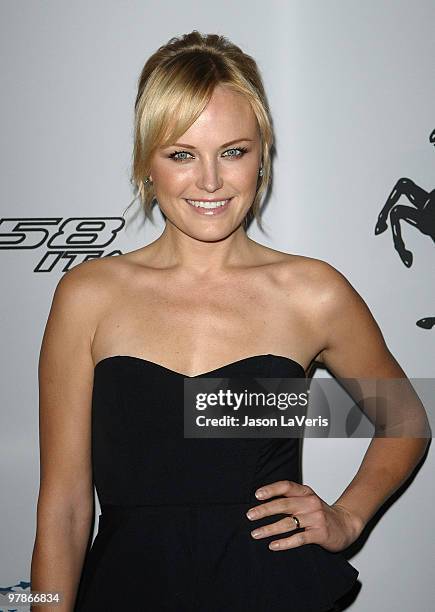 Actress Malin Akerman attends the Ferrari 458 Italia North American celebrity auction to benefit Haiti at Fleur de Lys on March 18, 2010 in Los...