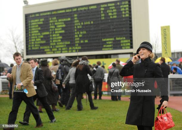 Zara Phillips attends Gold Cup day of the Cheltenham Festival on March 19, 2010 in Cheltenham, England.