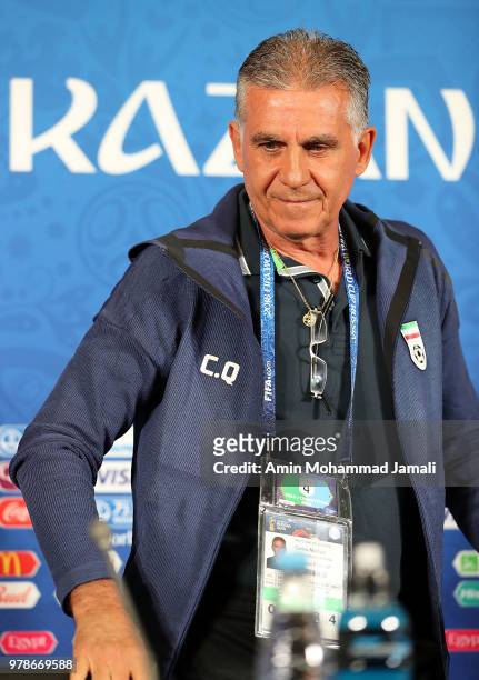 Carlos Queiroz head coach and manager of Iran looks on during a press conference before the match between Iran and Spain FIFA World Cup Russia 2018...