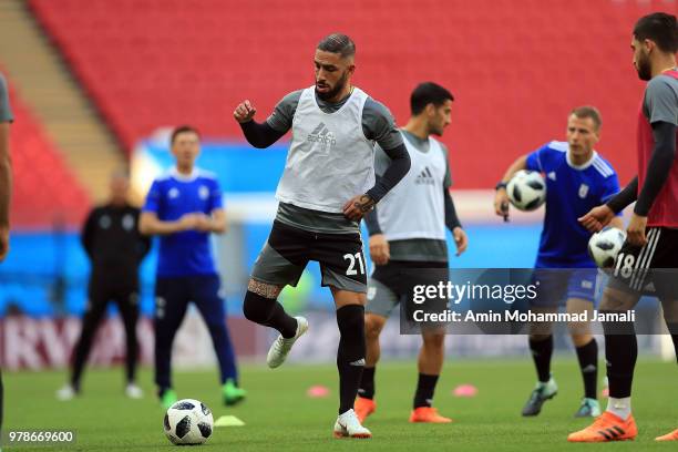 Iranian Players in action during a training session before the group B match between Iran and Spain FIFA World Cup Russia 2018 at Kazan Arena on June...