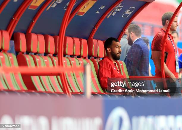 Rouzbeh Cheshmi of Iran looks on during a training session before the group B match between Iran and Spain FIFA World Cup Russia 2018 at Kazan Arena...