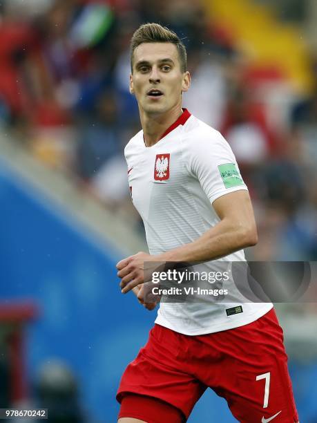 Arkadiusz Milik of Poland during the 2018 FIFA World Cup Russia group H match between Poland and Senegal at the Otkrytiye Arena on June 19, 2018 in...