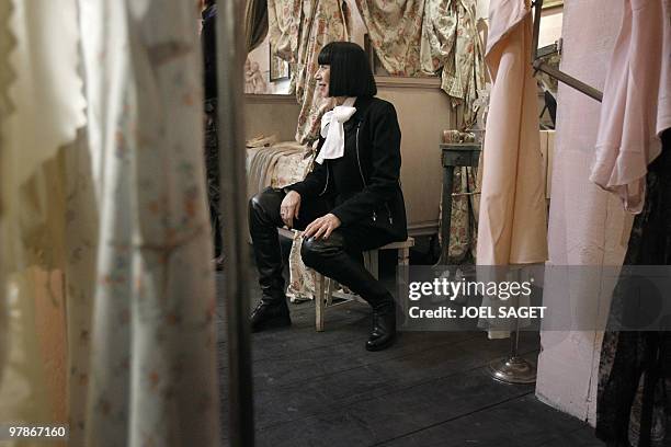 La reine de la lingerie Chantal Thomass, brocanteuse chic aux Puces de Saint-Ouen". French designer Chantal Thomass poses on March 19, 2010 at the...