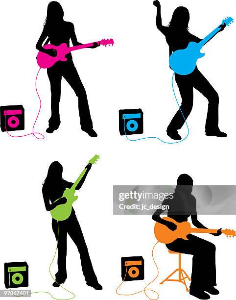 stockillustraties, clipart, cartoons en iconen met guitar girl series - guitar amp