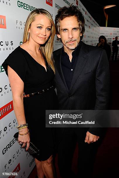 Actress Christine Taylor and actor Ben Stiller arrive at the Los Angeles Premiere of "Greenberg" at ArcLight Cinemas on March 18, 2010 in Hollywood,...