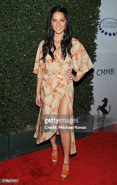 Actress Olivia Munn arrives at the Ferrari 458 Italia Brings Funds for Haiti Relief event at Fleur de Lys on March 18, 2010 in Los Angeles,...