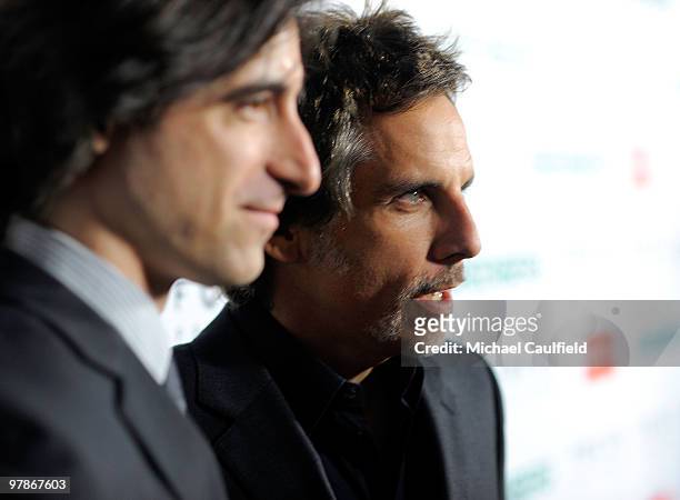 Writer/director Noah Baumbach and actor Ben Stiller arrive at the Los Angeles Premiere of "Greenberg" at ArcLight Cinemas on March 18, 2010 in...