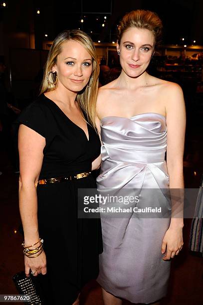 Actresses Christine Taylor and Greta Gerwig arrive at the Los Angeles Premiere of "Greenberg" at ArcLight Cinemas on March 18, 2010 in Hollywood,...