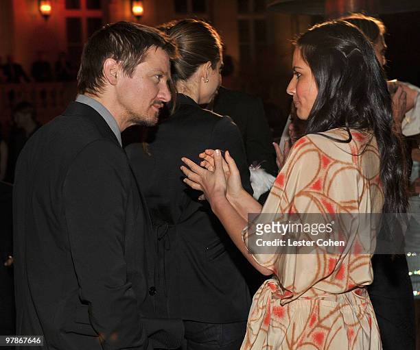 Actor Jeremy Renner and actress Olivia Munn attend the Ferrari 458 Italia auction event to benefit Haiti held at Fleur de Lys on March 18, 2010 in...