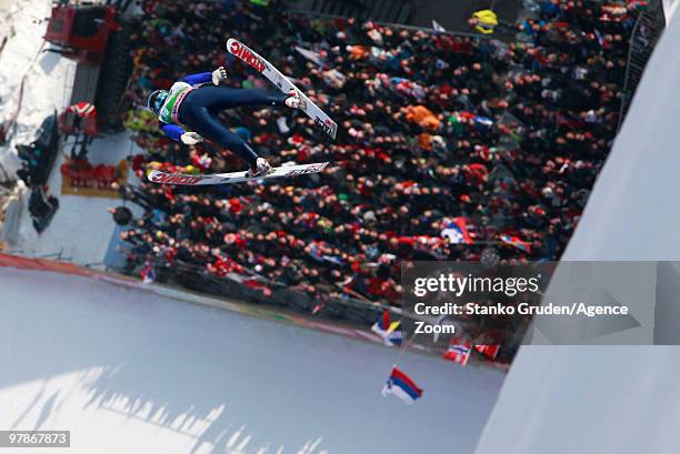 Wolfgang Loitzl of Austria jumps during the FIS Ski Flying World Championships, Day 1 HS215 on March 19, 2010 in Planica, Slovenia.