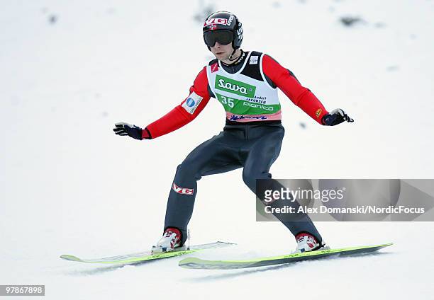 Anders Jacobsen of Norway competes during the individual event of the Ski jumping World Championships on March 19, 2010 in Planica, Slovenia.