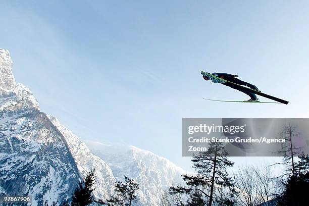 Gregor Schlierenzauer of Austria jumps during the FIS Ski Flying World Championships, Day 1 HS215 on March 19, 2010 in Planica, Slovenia.