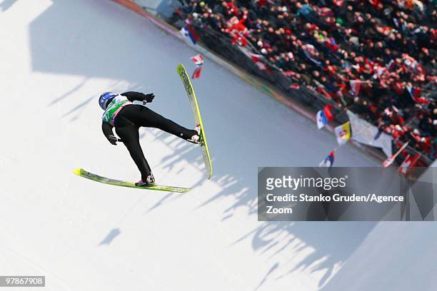 Adam Malysz of Poland jumps during the FIS Ski Flying World Championships, Day 1 HS215 on March 19, 2010 in Planica, Slovenia.
