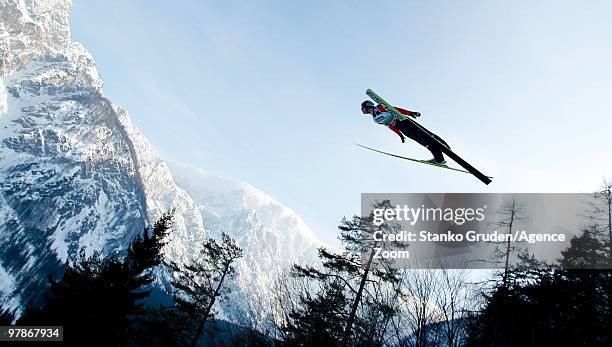 Anders Jacobsen of Norway jumps during the FIS Ski Flying World Championships, Day 1 HS215 on March 19, 2010 in Planica, Slovenia.