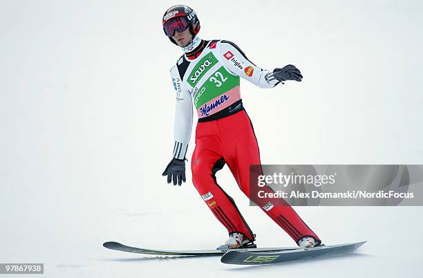 Robert Kranjec of Slovenia competes during the individual event of the Ski jumping World Championships on March 19, 2010 in Planica, Slovenia.