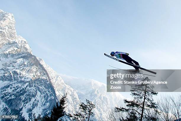 Wolfgang Loitzl of Austria jumps during the FIS Ski Flying World Championships, Day 1 HS215 on March 19, 2010 in Planica, Slovenia.