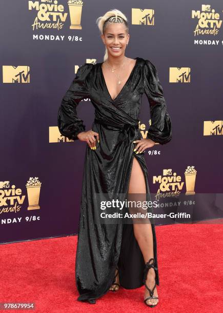 Personality Sibley Scoles attends the 2018 MTV Movie And TV Awards at Barker Hangar on June 16, 2018 in Santa Monica, California.