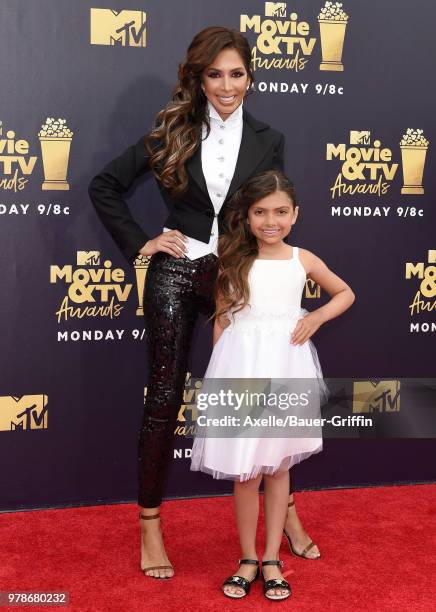 Personality Farrah Abraham and Sophia Abraham attend the 2018 MTV Movie And TV Awards at Barker Hangar on June 16, 2018 in Santa Monica, California.